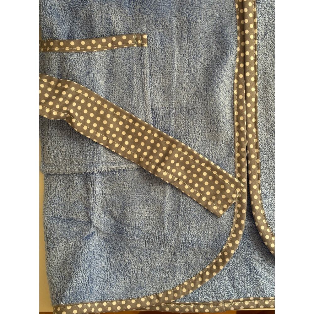 Baby Bathrobe 0-3 Months Blue Hooded Turkish Cotton Robe Elephant Embroidery - Picture 10 of 10